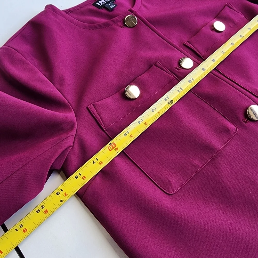 INC International Concepts Magenta Pink Blazer Women Gold Button 3/4 Sleeve S